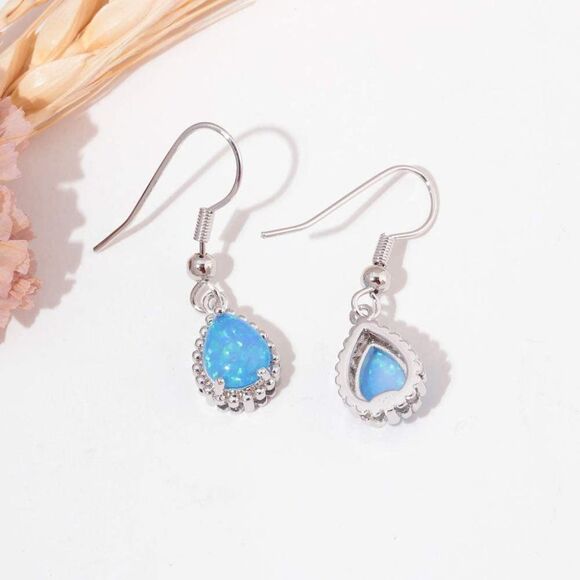 CINI 14K Gold Plated Teardrop Earrings- Hook Blue - Picture 5 of 6